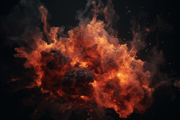 combustion on black background