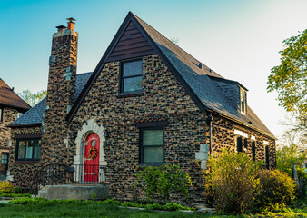 modern suburban cottage. architecture concept. house in suburb. residential house outdoor. suburban home in neighborhood. suburban house architecture. townhouse