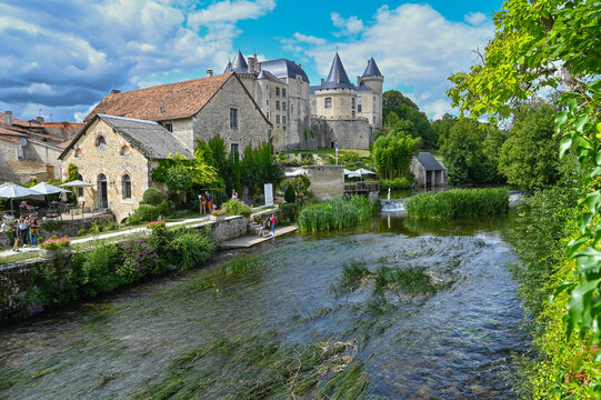 Verteuil-sur-Charente is a village situated on the banks of the river Charente, in the quiet French countryside with a beautiful castel and water mills. High quality photo