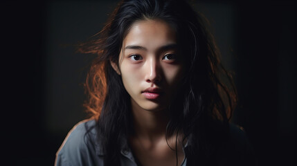 Fototapeta premium A Contemporary Asian teen, Asian simplicity, close-up. Asian people. Image.