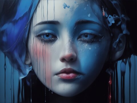 Elegy of Tearful Hues: An AI Exploration of Sadness