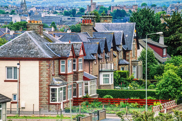 Residential houses with gardens at Inverness in Scotland