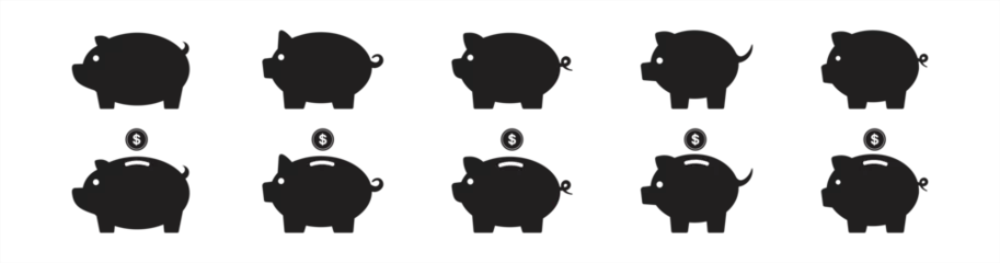 Fotobehang Pig icon. Piggy bank saving money icon. Piggy bank icon collection. Piggy bank and piggy icon in flat style. Baby pig sign and symbol. vector illustration. © 24hours