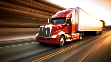 truck driving at fast speed on the highway