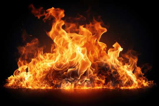 Fire flames on black background. abstract fire flame background. High quality photo