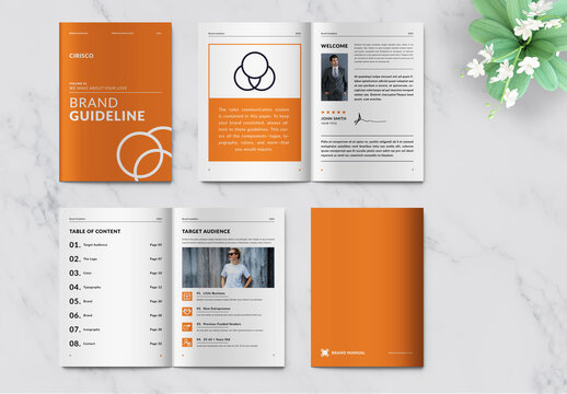 Brand Guideline Layout with Orange Theme