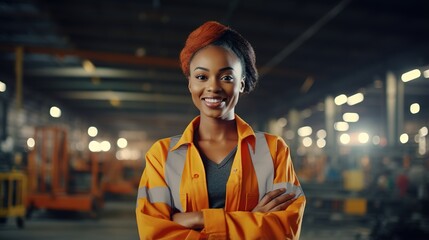 Fototapeta premium portrait of a female engineer standing in factory industry