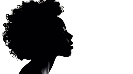 Black silhouette of a woman's head with flowing hair