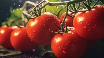 Closeup of red tomatoes fresh water 