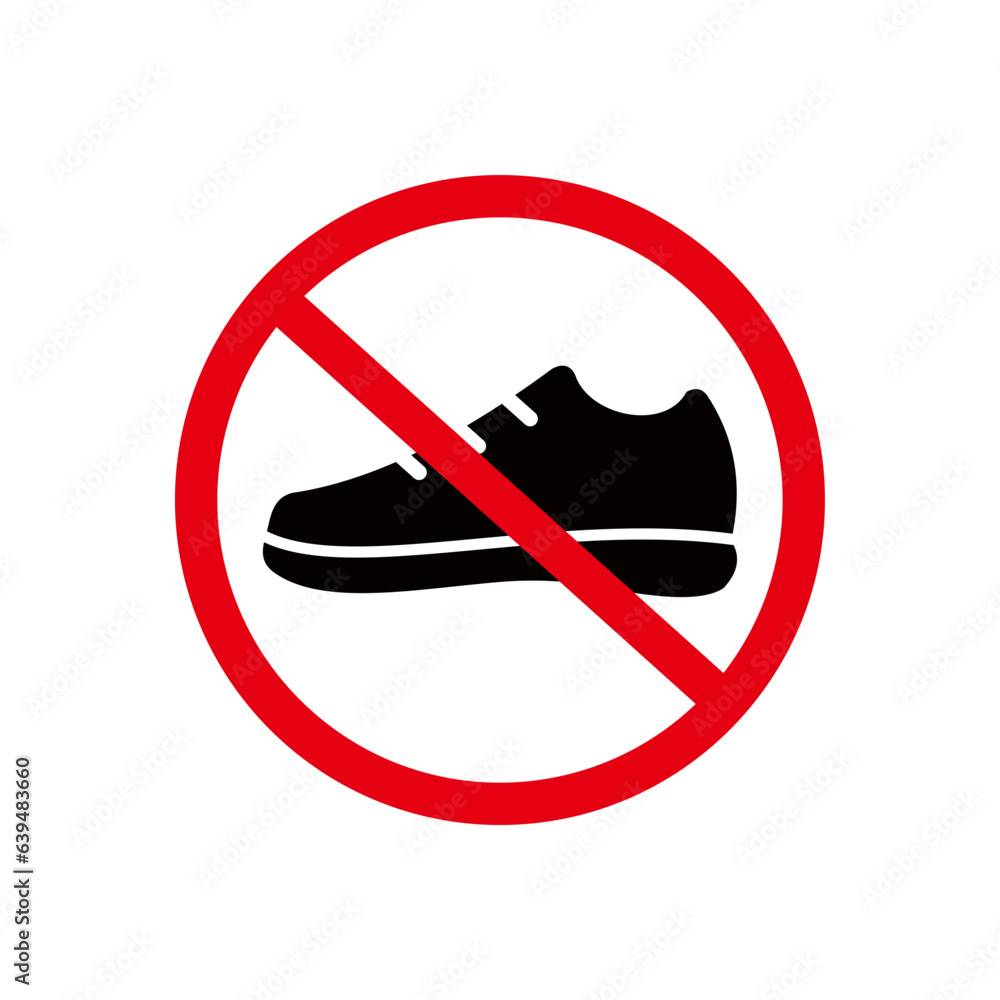 Wall mural icon no shoes sign symbol vector