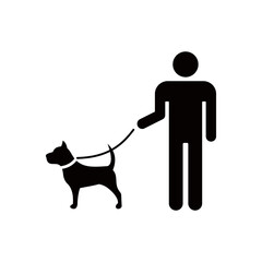 Man with dog flat style vector icon