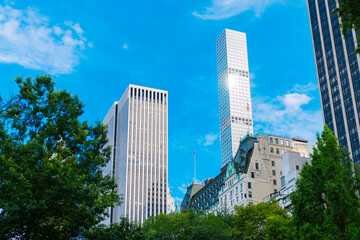 Fototapeta na wymiar central park of new york. Cultural center. Central Park building in midtown Manhattan New York City. USA, New York City wtih Skyscraper around Central Park. city nature landscape with skyscraper