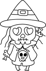 Outline Skeleton Pirate halloween, Pirate halloween Illustration Concept