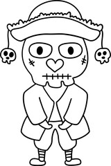 Outline Skeleton Pirate halloween, Pirate halloween Illustration Concept