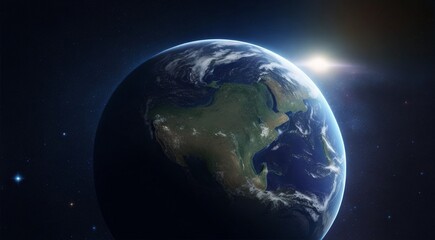 Naklejka na ściany i meble earth in space, close-up of earth in the space, earth in the dark