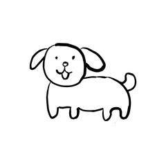 children drawing dog cartoon vector