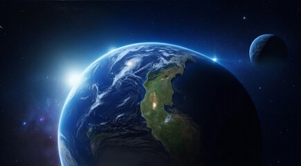 Naklejka na ściany i meble earth in space, close-up of earth in the space, earth in the dark