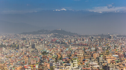 Fototapeta premium Panoramic view over Kathmandu city from Kirtipur, Nepal