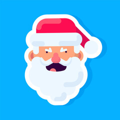 Vector sticker of funny santa claus emoji. Minimalistic funny santa claus icon for kids.