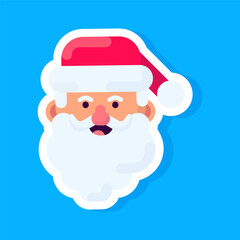 Vector sticker of laughing santa claus emoji. Minimalistic funny santa claus icon for kids.