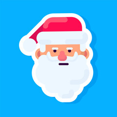 Vector sticker of disgruntled santa claus emotions. Minimalistic funny santa claus icon for kids.
