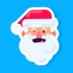 Vector sticker of confused emotion santa claus. Minimalistic funny santa claus icon for kids.