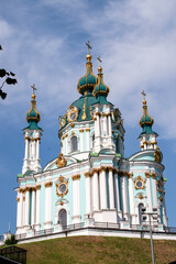 Fototapeta na wymiar St. Andrew's Church is an Orthodox church in Kyiv, consecrated in the name of the Apostle Andrew the First-Called.