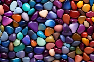 Fototapeta na wymiar multi colored rounded stones forming beautiful background, ai tools generated image