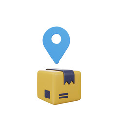 3d Illustration of shipment icon in 3d render style drop point box location