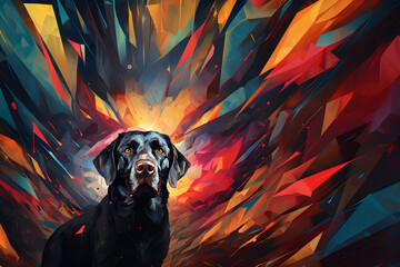 Black Labrador geometric art Painting
