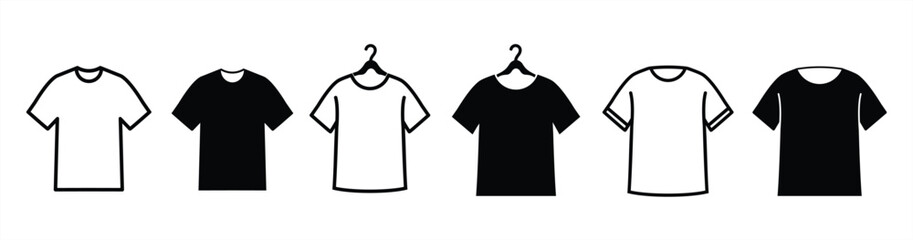 T-shirt icon. T-shirt icon collection line and flat style. T-shirt with hanger icon. T-shirt sign and symbol. Vector illustration.
