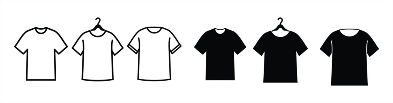 T-shirt icon. T-shirt icon line and flat style. T-shirt with hanger icon. T-shirt sign and symbol. Vector illustration.
