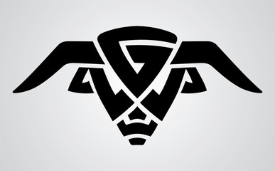 Bull Abstract Head Design Symbol, Celtic Style