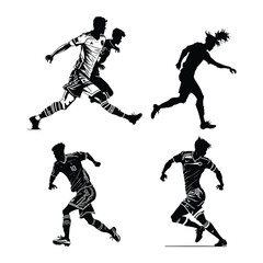 Soccer player vector, Football player silhouette