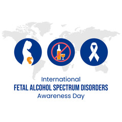 Fototapeta na wymiar international fetal alcohol spectrum disorders awareness day vector illustration