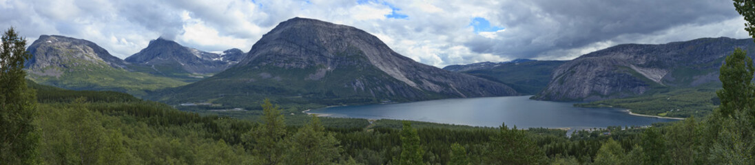 Naklejka na ściany i meble Lake Njuorjojavri in Nordland county, Norway, Europe 