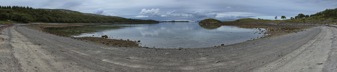 Panoramic view of the bay Skeisvika in Nordland county, Norway, Europe
