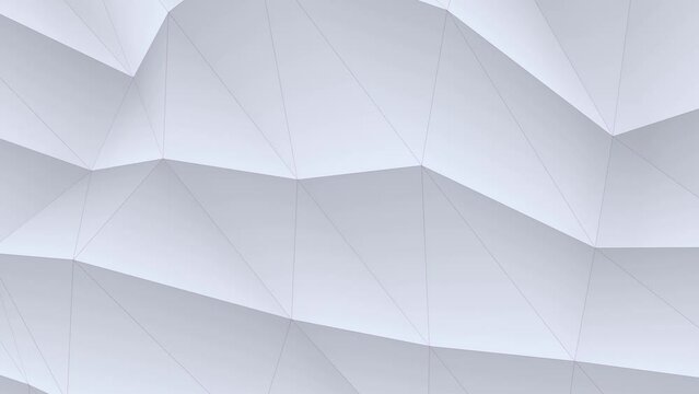 Polygonal background abstract white wall. Triangle shape of an abstract white ceiling with geometric elements. style of vray tracing, stark minimalism. Loop Video background with light textures