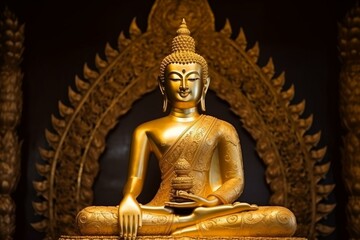 Buddha statue on important Buddhist days. Generative AI
