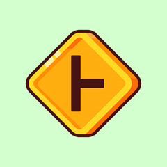 Vector 3d yellow traffic side road sign illustration icon