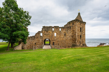 Saint Andrews Castle on the seaside coast, Scotland, UK.