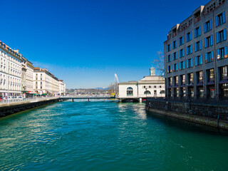 Townscape of Lake Geneva in Switzerland.