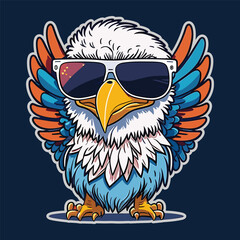 illustrator kawaii cute eagle logo sticker, professional Art design vector.