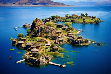 Foto op Canvas Islands on Lake Titicaca in Puno, Peru. Generative AI © Isla