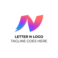 N Letter Logo Icon Pink, Purple 
and blue color gradient Design template Element vector art