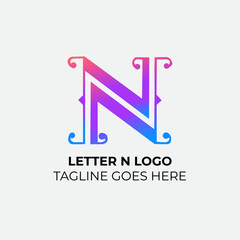 N Letter Logo Icon Pink, Purple 
and blue color gradient Design template Element vector art