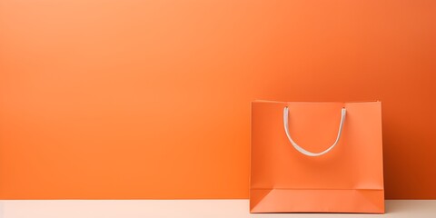 orange shopping bag copy space ai generate - obrazy, fototapety, plakaty