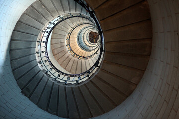 Indoor view of the spiral staircase in the Eckmuhl lighthouse - Penmarch - Finistere - Bretagne - France