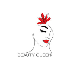 Beauty Logo design, Woman face with flower vector