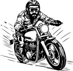 bikers riding a motorcycle skull riding a motorcycle.vector hand drawing,Shirt designs, biker, disk jockey, gentleman, barber and many others. 